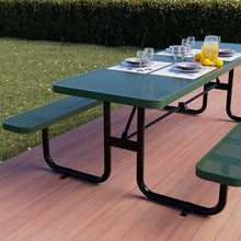OUTTANS Commercial Metal Picnic Table (Green, 8' Rectangular, Punched)