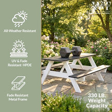 WestinTrends Outdoor 70" HDPE Plastic Picnic Table Bench with Umbrella Hole, Gray