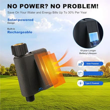 Watering Timers, Smart Water Timer Solar Powered WiFi Sprinkler with Brass Inlet Automatic Irrigation Controller No Hub Required for Garden Hose