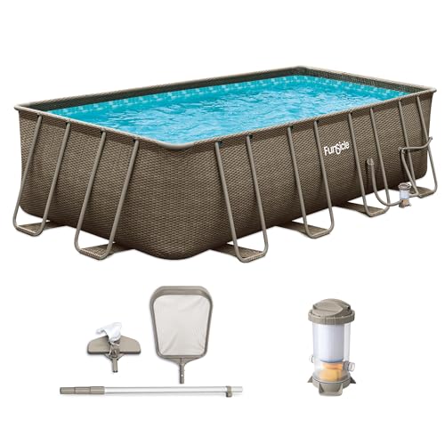 Funsicle Oasis Designer Lap 18' x 9'x 52" Rectangular Above Ground Swimming Pool, With FiltraBoost 1200 GPH Filter Pump, Ladder, Maintenance Kit, Cover, Ground Cloth & Repair Patch, Triple Basketweave