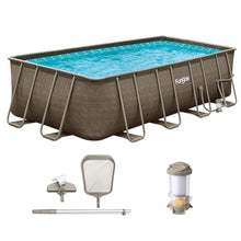 Funsicle Oasis Designer Lap 18' x 9'x 52" Rectangular Above Ground Swimming Pool, With FiltraBoost 1200 GPH Filter Pump, Ladder, Maintenance Kit, Cover, Ground Cloth & Repair Patch, Triple Basketweave