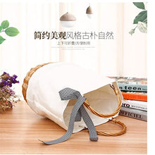 ASWRTYJO Portable Woven Stitching Storage Basket Shopping Bag Wicker Rattan Storage Basket Fruit Food Picnic Basket