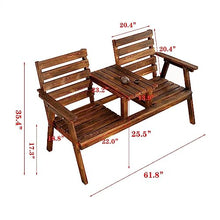 Park Patio Seat Outdoor Garden Bench with Backrest and Middle Table, Wooden Bench with Double Seat for Terrace, Porch, Yard Terrace, Easy to Assemble, 4 Colors Garden Furniture d