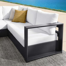Modway Tahoe Aluminum 3-Piece Outdoor Patio Furniture Gray White, Modular Sectional Sofa Set with Weather-Resistant Cushions, Ideal for Deck, Backyard Poolside