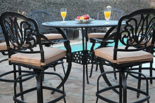 GrandPatioFurniture.com CBM Patio Elisabeth Collection 7 Piece 48" Cast Aluminum Bar Set Black Brown