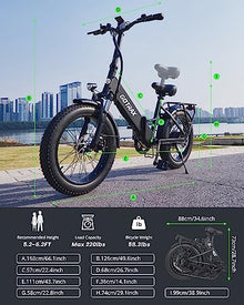 Gotrax F2 20" Folding Electric Bike Black Large