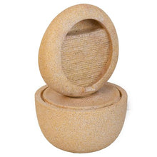 Sculptural Indoor Outdoor Water Fountain with Bowl Basin, (Beige+Yellow + Polyresin + Art Deco + Contemporary + Industrial + Modern + Ultra-Modern)