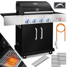 KESSER BBQ Gas Grill, 800 °C Infrared, 4 Burners, Stainless Steel, XXL Grill Trolley, Side Cooker, 5-11 kg Gas Bottle, Piezo Ignition