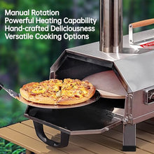 BAYUELSWU Stainless Steel Pizza Oven Outdoor 12" Automatic Rotatable Pizza Ovens, Portable Wood Pizza Oven for Outside Kitchen Backyard (Silver)