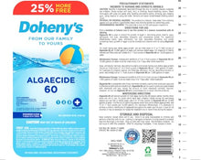 Doheny's Algaecide 60 | Pro-Grade, Metal-Free & Non-Foaming | Prevents All Algae Types | No Stains or Clouding | Safe for Salt, Chlorine & Bromine Pools | Treats 160,000 Gallons | 12 x 40oz (480oz)