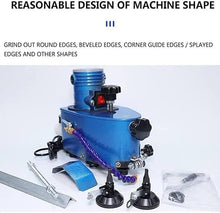 Electric Glass Grinding Edging Machine, 800w Portable Small Glass Edger, Speed 8000r/Min, Variable Speed, Grinding Speed：1-3 M/Min, With 8 Diamond Wheels & 2 Polishing Wheels for Stone Tile Blue