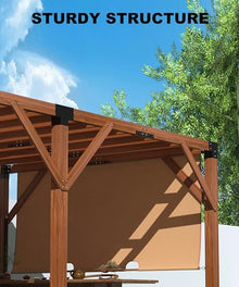 GAOMON 12x20 FT Wood Pergola with Retractable Shade Canopy Reddish-Brown
