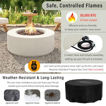 Merax 38.2" Round MGO Outdoor Propane Fire Pit, with Faux Stone Finish, Outside Fire Pit Table with 50000 BTU, Steel Burner, Lava Rocks, Waterproof Cover, Suitable for Patio, Backyard, Poolside