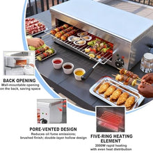 Fablestoryem Commercial Salamander Broiler, Electric BBQ Grill, Steak Oven, Kebab Grill, Cheese Melter, Fish Grill, 2 Detachable Grill Racks, Stainless Steel, 24×12×11in, Wall Mount/Countertop, 110v