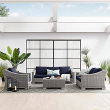 America Luxury - Outdoor Lounge Sectional Sofa Chair Set Rattan Wicker Blue