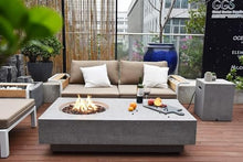 Elementi Metropolis Gas Fire Pit Cast Concrete Fire Table, Outdoor Fire Pit Electronic Ignition | Canvas Cover, Lava Rock Included | Free AMS Wind Guard | Light Gray (Natural Gas)