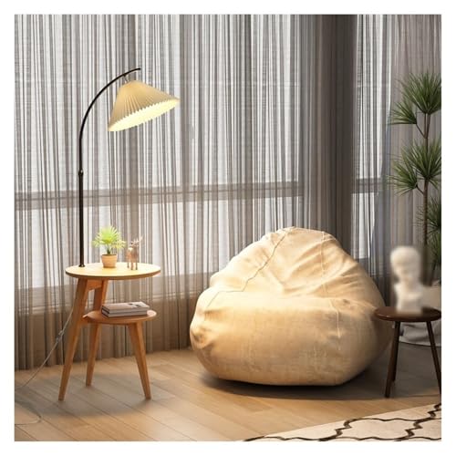 LUYOUBOZHU Floor Lamp Floor Lamp with Table, Wood Nightstand/Side Table Standing Lamp, Minimalist Floor Lamp for Home Decoration(Wood Color)