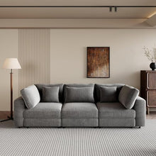 Merax 105" Comfy 3-Seater Sofa with Removable Back Cushions and 5 Pillows Grey