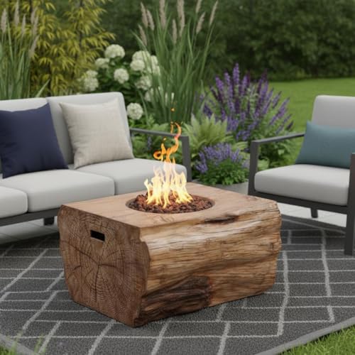 HomeRoots 535178 40 in. 50000 BTU Brown Aluminum Natural Gas Rectangular Fire Pit with Cover