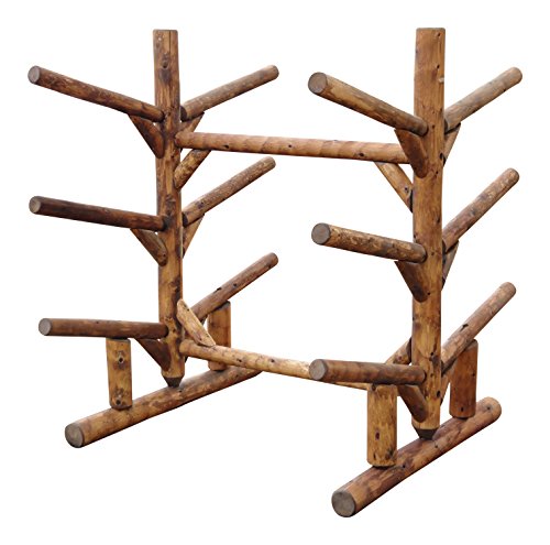 Log Kayak Rack 6 Place Freestanding Kayak and SUP Storage Rack Canyon Brown