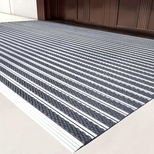 Front Door Mat, Heavy Duty Indoor Outdoor Entrance Doormat, All-Weather Dirt Trapper Doormat, Fade Resistant, Non-Slip, Outside Patio Entryway Mat(Gray WxL 80x180cm/2.6x5.9ft)