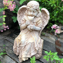 Garden Cherub Statue |Angel Holding A Rabbit,Resin Garden Figurine for Outdoor Home Yard Decor,A-Kissing Cat