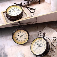 ERTTGWGF Retro Double Side Rotating Metal Hanging Clock Outdoor/Home/Garden Decor European Clock