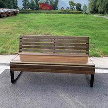 GRFIT Outdoor Bench Garden Bench for Outdoors, Wooden Chair with Cast Aluminium Frame, Chair with Backrest for Balcony, Patio and Park Garden Bench (Large)