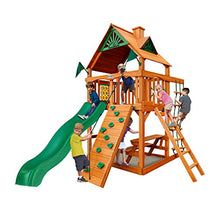 Gorilla Playsets Chateau Tower Wooden Playset with Slide & Climbing Wall Brown