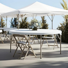 PRO&Family Round Folding Table for Events, Dining, Church, School, Wedding, Backyard Tables (10, 72'' Bi-Folding)