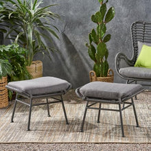 Cvqza Montana Outdoor Ottoman, Faux Rattan Patio Furniture, Comfortable Cushioned Seats, Stylish Garden Decor, Versatile Seating for Backyard, Poolside, or Balcony, Set of 2