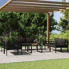 POUFGDR Aluminum Patio Lounge Set with Cushions, Modular Anthracite Outdoor Seating with Back Pillows