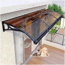 KAKVSRBPER Sturdy Door Canopy Polycarbonate Window Awning Cover 0.1in Think Patio Rain Shelter Porch Garden Canopy Awning for Uv Rain Snow Protection, Aluminum Black Bracket(Brown,39x142in)