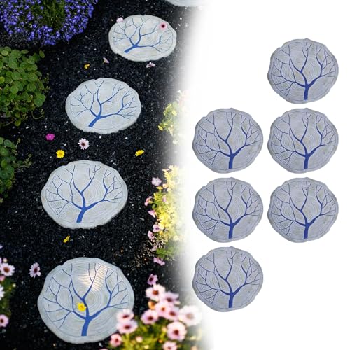 Innovz Round Patio Lawn Stepping Stone 3pcs 6pcs, Chinese Style Garden Yard Stepping Decorative Stones, Tree Trunk Pattern Paving Stones, Outdoor Ornament (Color : 6-Pack)