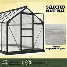 Walk-in Greenhouse with Sliding Door and Aluminum Frame for Growing Flowers, Plants, Outdoor Plant Tent with Rooftop Vent and Transparent Polycarbonate Panels for Backyard, Lawn