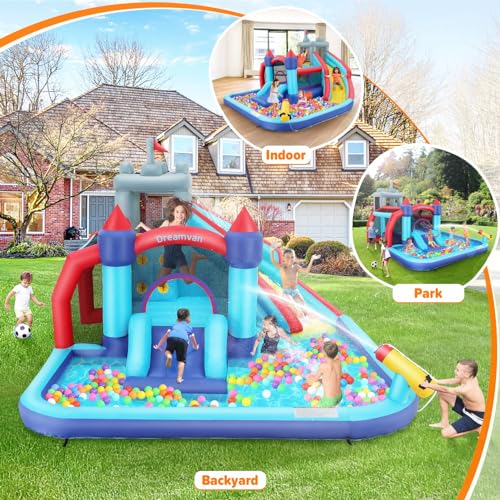 AKEYDIY 10-in-1 Inflatable Bounce House with Slide and Climbing Wall