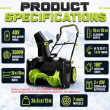 pedenencelia 20-Inch Electric Snow Blower, with Brushless Motor 2batteries