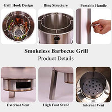 NEWCES Safety Certification Barbecues Grills Combination Grill-Smokers w/Grill Grid Multi-Layer Detachable Charcoal BBQ Grills Stainless Steel Smokeless Barbecues Grill for Outdoor/Indoor