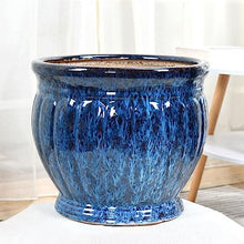 thalo Planter Pots Blue Handmade Ceramic Flower Pot Garden Outdoor Coffee Table Decoration Large Flower Pot Plant Container Accessories (Color : A, Size : Large)