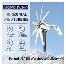 Wind Generator 800W 1000W Wind Power Turbines Generator 12V 24V Windmill Generator for Boat with MPPT Controller Low Noise Low Wind Speed Start (8 Hybrid Control)