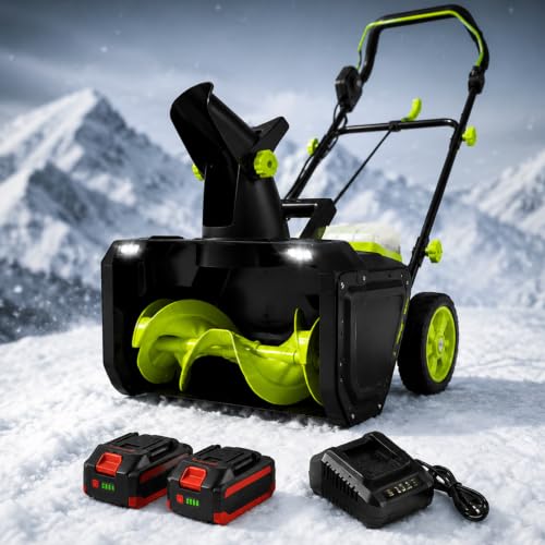 Naturalpowev 40V Cordless Electric Snow Shovel, 4.0Ah Battery and Fast Charger Included 2Batteries