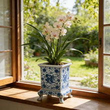 WLBHWL Chinoiserie Blue and White Chinese Porcelain Square Planter Jingdezhen Hand Painted Extra Large Flower Pots Square Porcelain