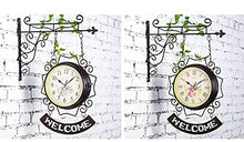 ERTTGWGF Outdoor Clock Garden Clocks, Double Sided Outdoor Retro Outdoor Clocks Battery Operated Silent