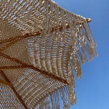 XOBRJQZ Beach Umbrella with Tassel, Decorative Garden Umbrella with Rope Pulley System, 48mm Wood Pole