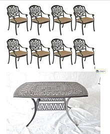 Patio Land Elizabeth Outdoor 9-Piece Dining Set Square Table 64" Dark Bronze