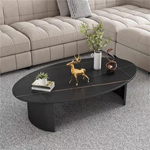 DINBOZ26X Living Room Table Rock Tea Table, Living Room, Small Household, Bar, Oval Outdoor Side Table(Black,Large)
