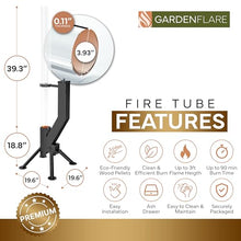 GARDENFLARE Premium 58in Wood Pellet Patio Heater, Fire Tube, Black