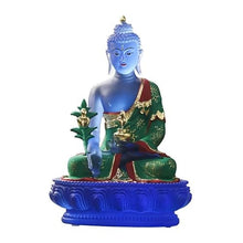 Fretkins Medicine Buddha Statue Blue Liuli Idol - 8.7" Translucent Figurine for Altar & Feng Shui(C)