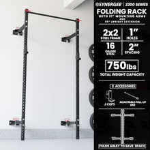 Synergee 2200 Series Folding Squat Rack with J-Cups & Pull Up Bar 95" Tall - 21" Depth