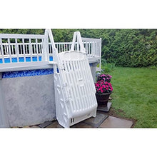 Vinyl Works GE Deluxe Adjustable A Frame Above Ground Pool Ladder w/Gate, White